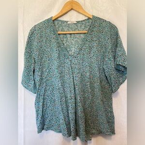 Jodifl Size Small Blue Floral Bohemian Blouse